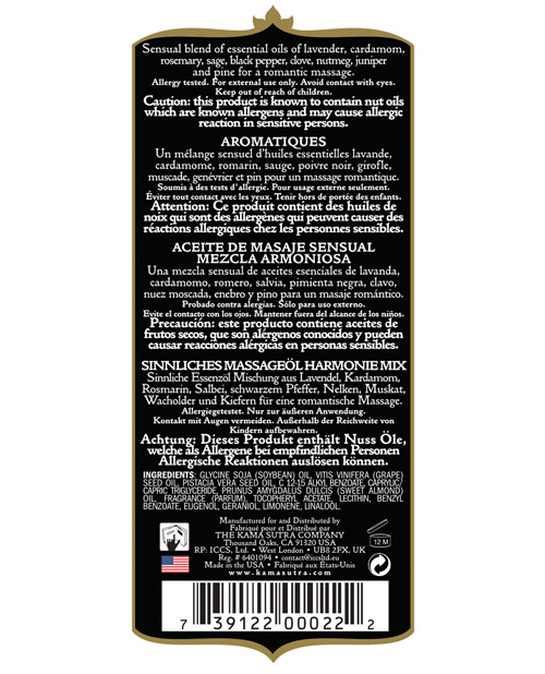 Kama Sutra Aromatic Oil - 8 oz Harmony Blend