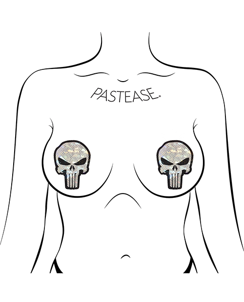 Pastease Premium Glittering Punisher Skull - White/Black O/S