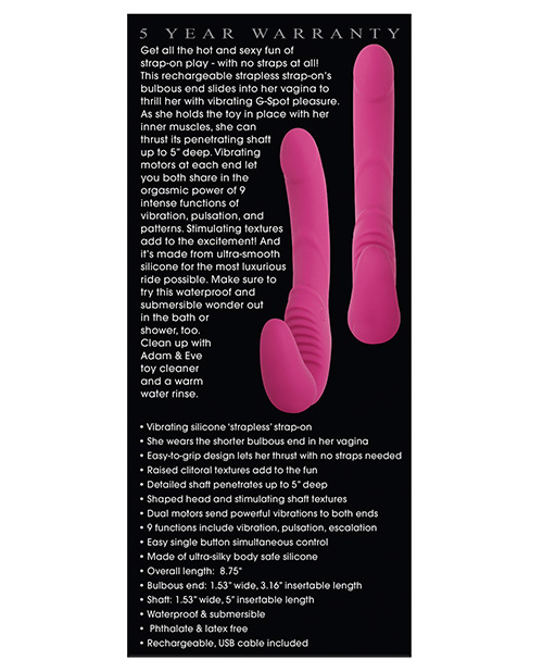 Adam & Eve Eve's Vibrating Strapless Strap On - Pink