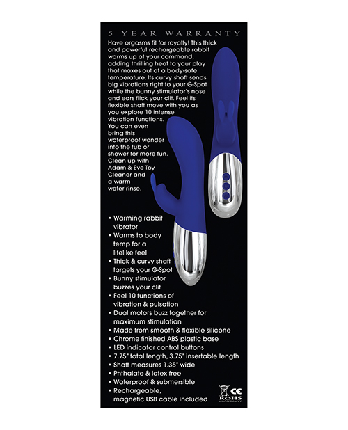 Adam & Eve Royal Rabbit Warming Vibrator - Blue