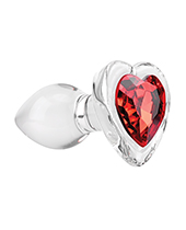Adam & Eve Red Heart Gem Glass Plug - Small