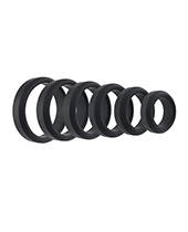 Adam & Eve 6 pc Silicone Penis Ring Set - Black