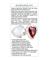 Adam & Eve Red Heart Gem Glass Plug - Large