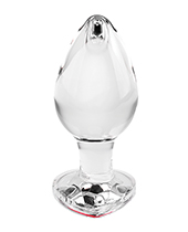 Adam & Eve Red Heart Gem Glass Plug - Large