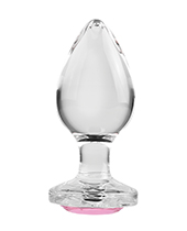 Adam & Eve Pink Gem Glass Plug - Large