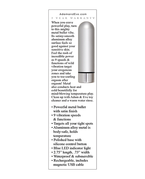 Adam & Eve Eve's Rechargeable Silver Metal Bullet