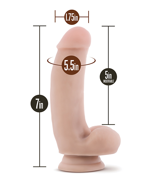 Blush Dr. Skin Silicone Dr. Samuel 7" Dildo w/Balls - Vanilla