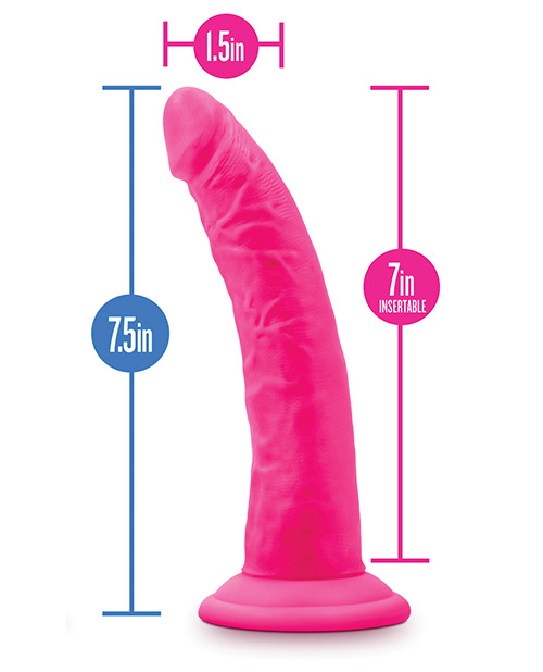 Blush Neo Elite 7.5" Silicone Dual Density Cock w/Balls - Neon Pink
