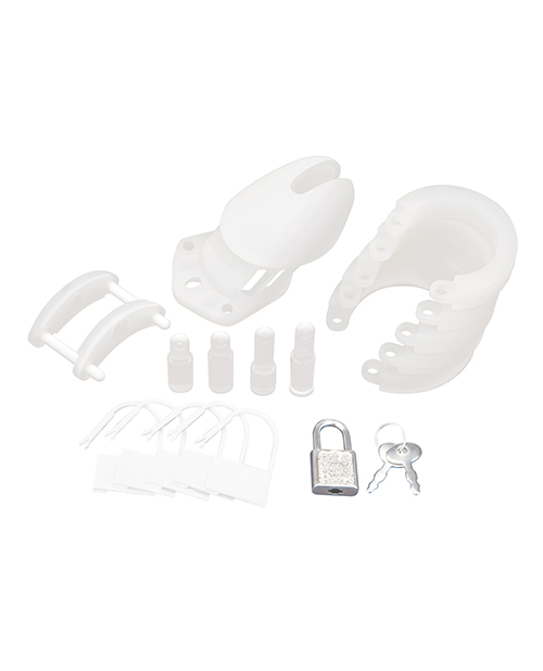 Blue Line Silicone Chastity Cage - White