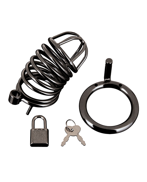 Blue Line Deluxe Chastity Cage - Silver