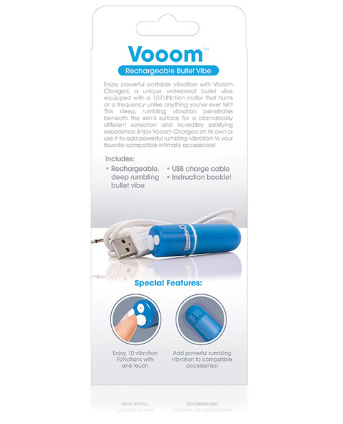 Screaming O Charged Vooom Rechargeable Bullet Vibe - Blue