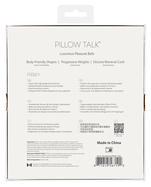 Pillow Talk Frisky Pleasure Balls - Teal