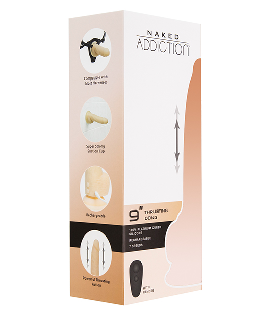 Naked Addiction 9" Thrusting Dong w/Remote - Flesh