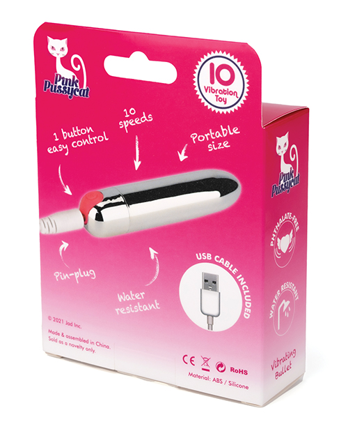 Pink Pussycat Vibrating Bullet - Silver