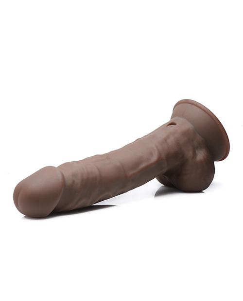 Curve Toys Fleshstixxx 8" Vibrating Silicone Dildo w/Balls - Brown