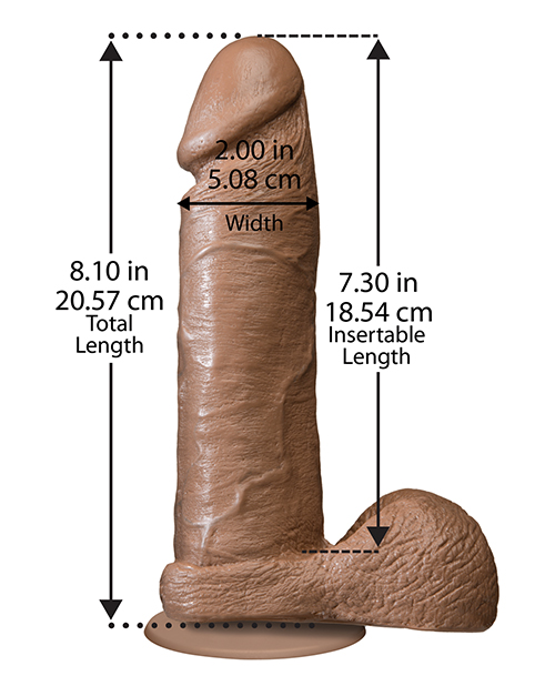 8" Realistic Cock w/Balls - Brown