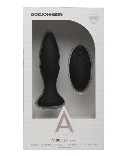 A Play Rechargeable Silicone Beginner Anal Plug w/Remote - Black