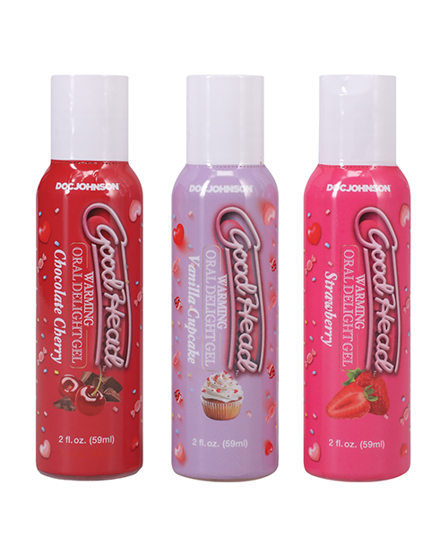 GoodHead Warming Oral Delight Gel Pack - 2 oz Strawberry/Vanilla Cupcake/Chocolate Cherry