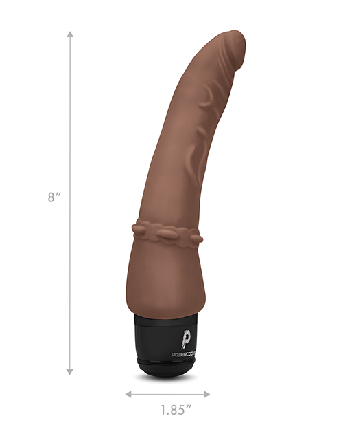 Powercocks 7" Slim Anal Realistic Vibrator - Dark Brown