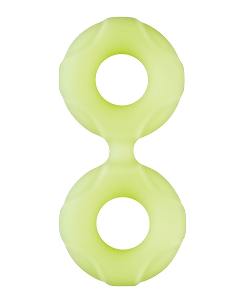 Forto F-81 44mm Double Ring Liquid Silicone Cock Ring - Glow in the Dark