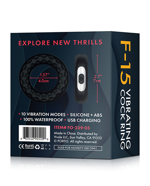 Forto F-15 Vibrating Cock Ring - Black