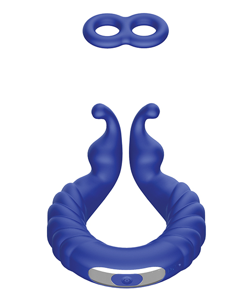 Forto F-24 Textured Vibrating Cock Ring - Blue