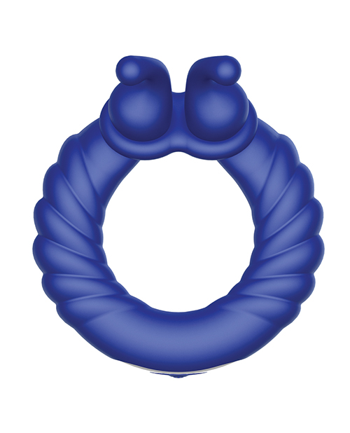 Forto F-24 Textured Vibrating Cock Ring - Blue