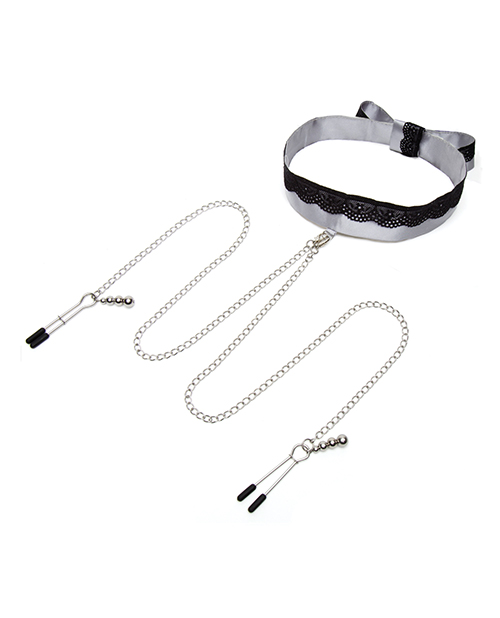 Fifty Shades of Grey Play Nice Satin & Lace Collar & Nipple Clamps