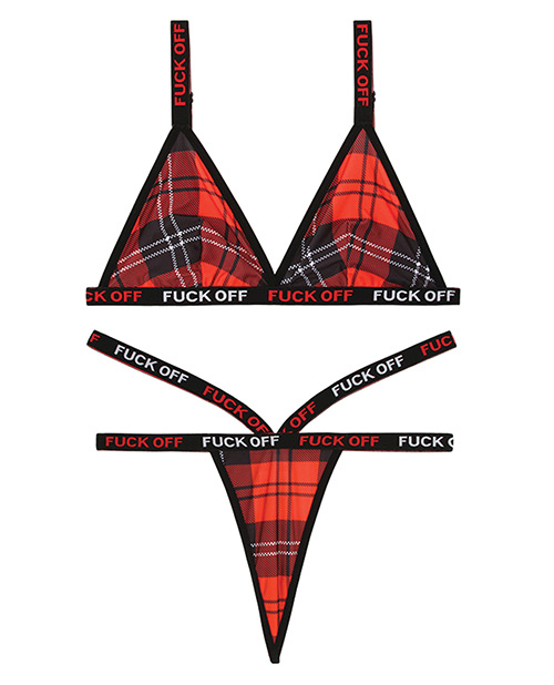 Vibes FUCK OFF  Bralette & Thong Plaid M/L