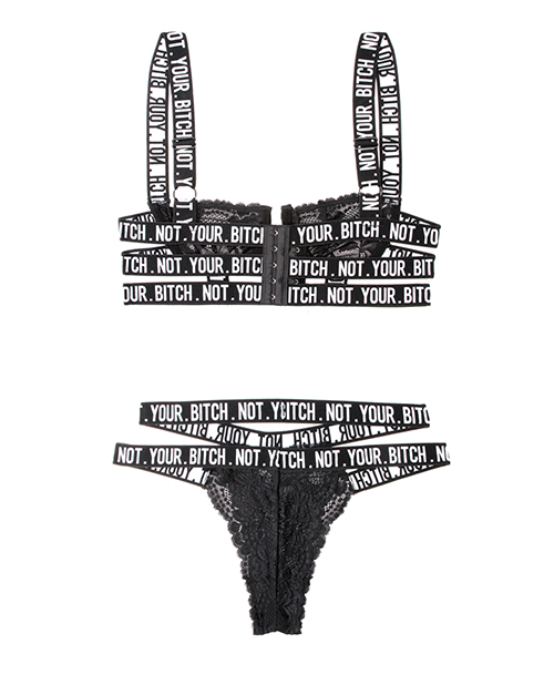 Vibes Not Your Bitch Lace Bra & Cutout Panty Black L/XL