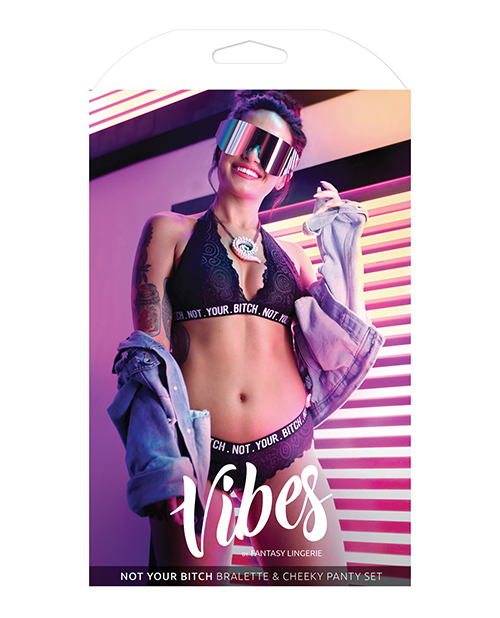 Vibes Not Your Bitch Bralette & Cheeky Panty Black M/L
