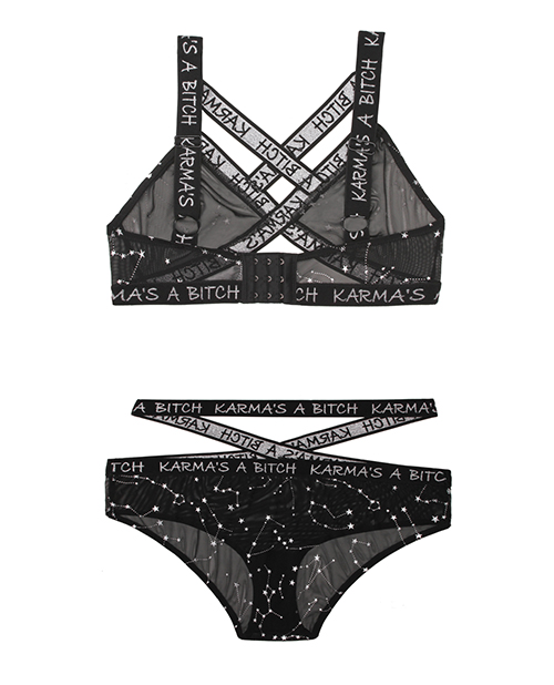 Vibes Karma's a Bitch Bralette & Cutout Panty Black M/L