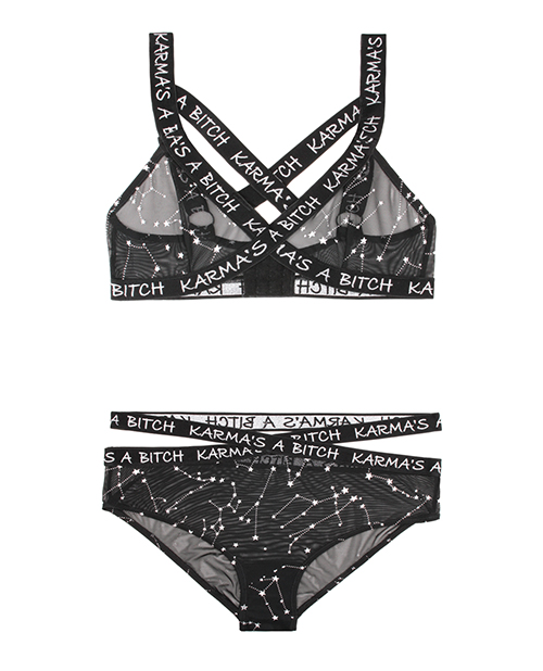 Vibes Karma's a Bitch Bralette & Cutout Panty Black S/M