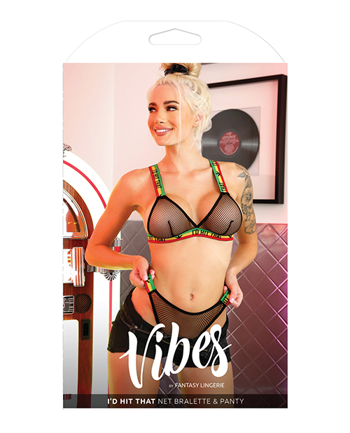 Vibes I'd Hit That Net Bralette & Panty Black S/M