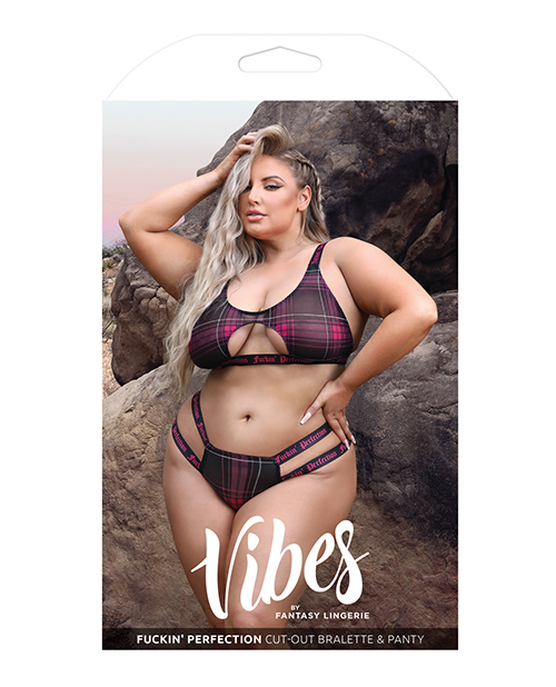 Vibes Fuckin' Perfection Cutout Bralette & Panty Black/Pink QN