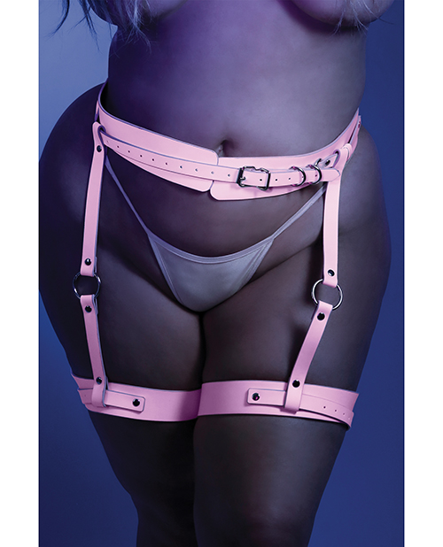 Glow Strapped In Glow in the Dark Leg Harness Light Pink O/S