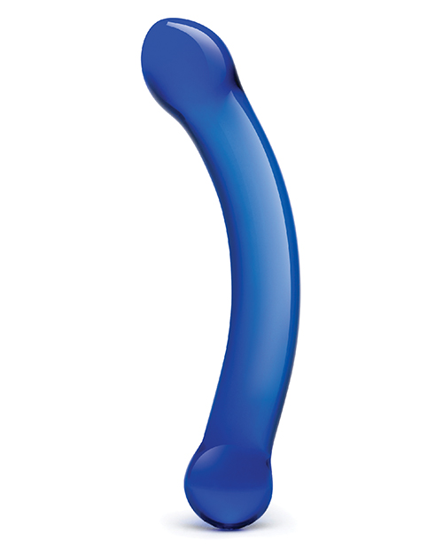Glas 6" Curved G-Spot Glass Dildo - Blue
