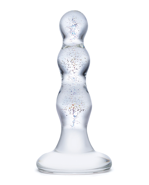 Glas Triple Play Beaded Butt Plug - Clear