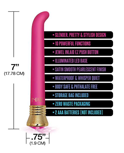 Nixie Mystic Wave Satin G-Spot Vibe - 10 Function Pink Tourmaline