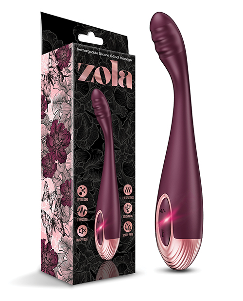 Zola Rechargeable Silicone G Spot Massager - Burgundy/Rose Gold
