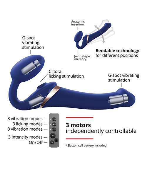 Strap On Me Multi Orgasm Bendable Strapless Strap On Extra Large - Night Blue