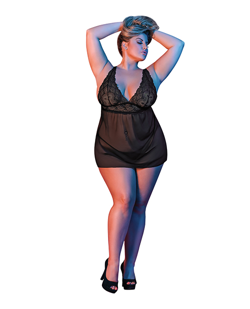 Sexy Time Zoey Babydoll w/Flyaway Back Black QN