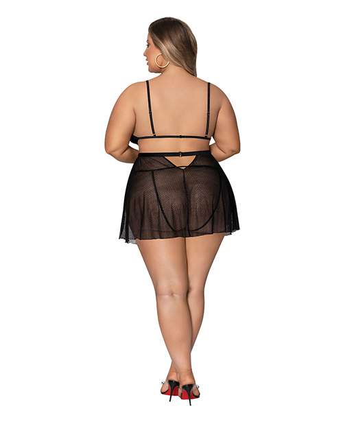 Girl Next Door Babydoll & Crotchless Panty Black 2X