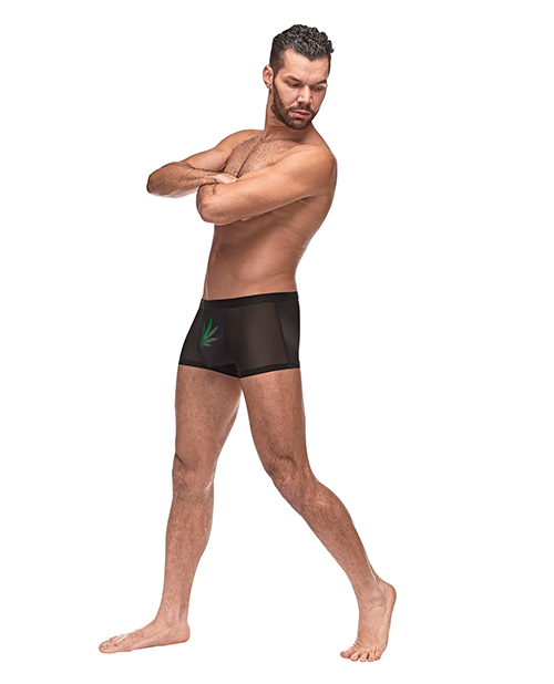 Private Screening Micro Mesh & Modal Pot Leaf Black LG