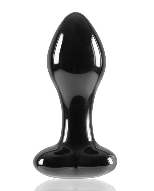 Crystal Heart Butt Plug - Black