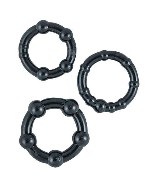 Ram Beaded Cockrings - Black Pack of 3