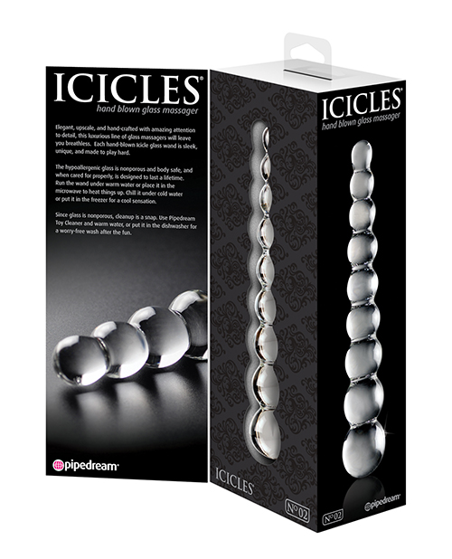 Icicles No. 2 Hand Blown Glass Massager - Clear Rippled