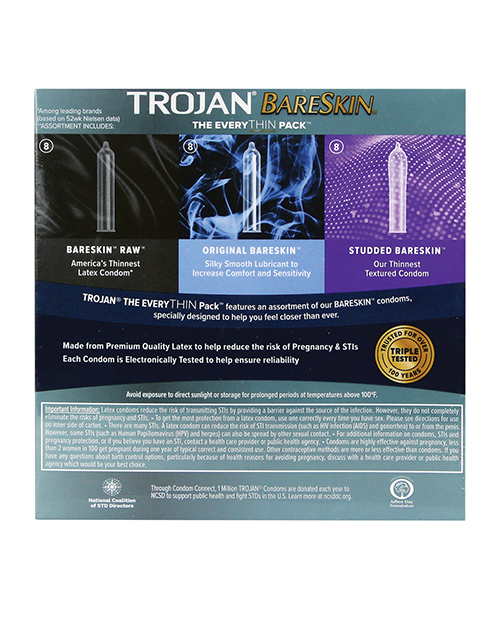 Trojan BareSkin EveryTHIN Condom - Variety Pack of 24