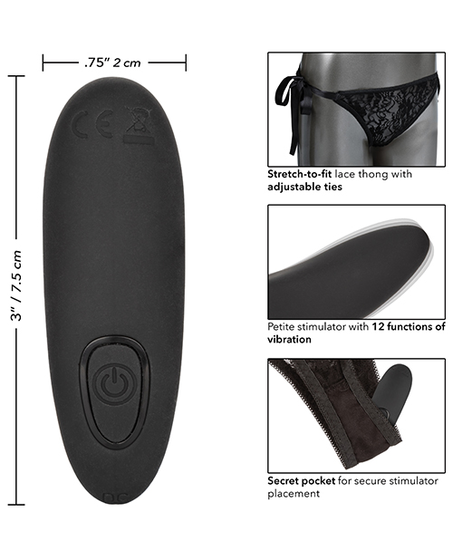 Remote Control Lace Thong Set - Black