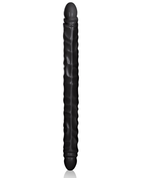 17" Slim Jim Duo Veined Super Slim Double Dong - Black